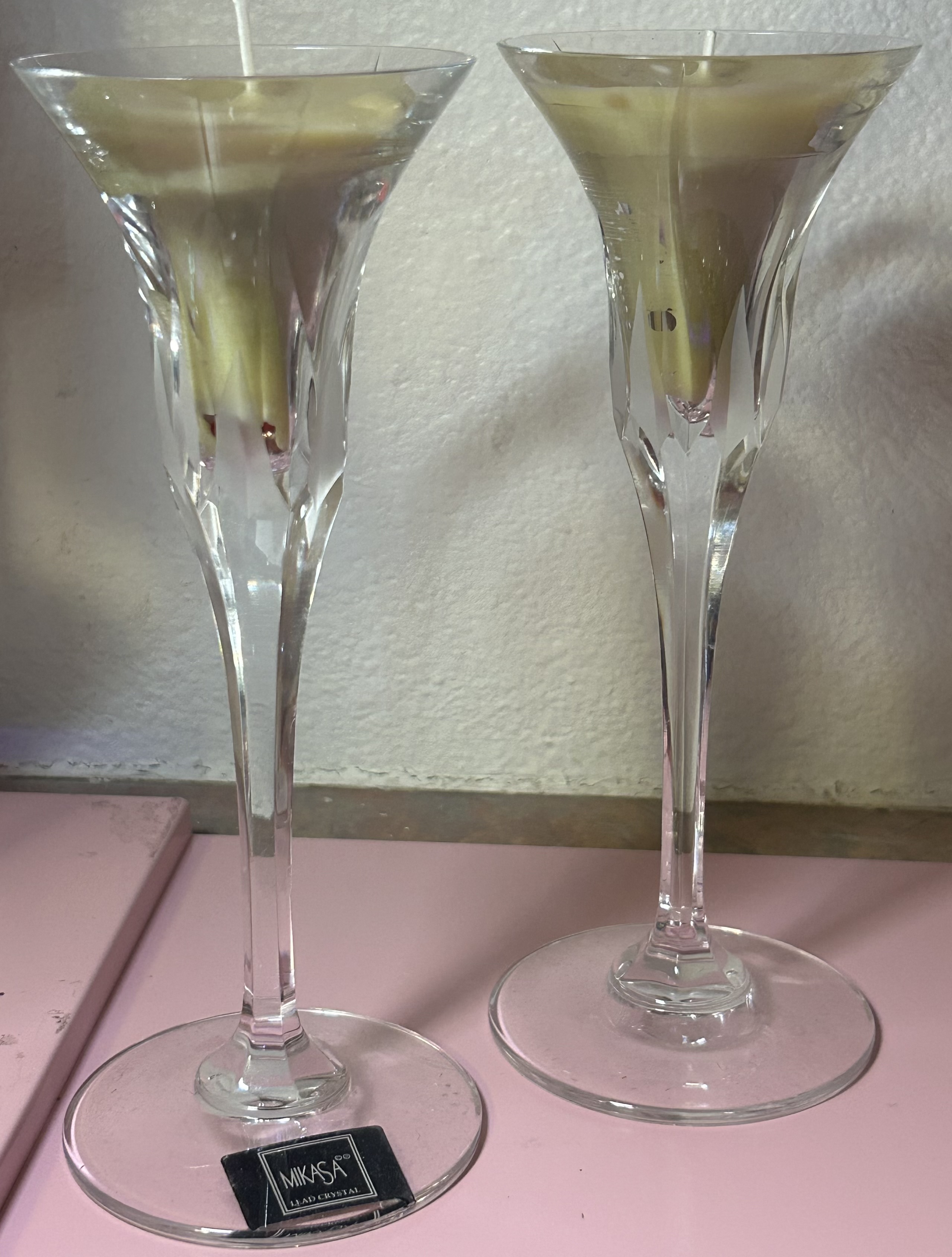 Mikasa Crystal candle — Brushed snow & orchid