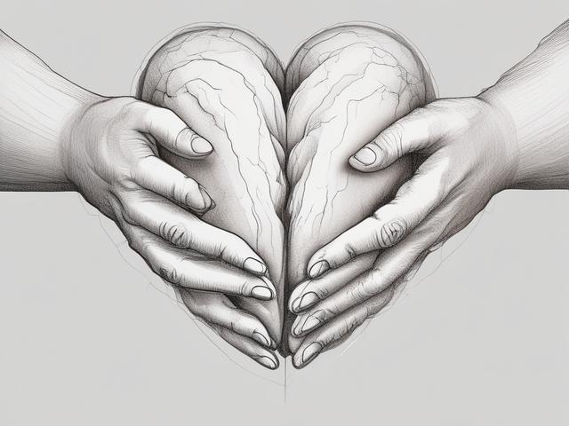 Create a high-quality illustration titled "The Healing Power of Touch." The composition should be simple and clear, focusing on a single subject: a pair of hands gently resting on a heart-shaped stone, symbolizing compassion and nurturing. The hands depict diversity and warmth, inviting a sense of connection and healing.

The background should feature a soft, blurred natural setting, perhaps with hints of greenery and gentle light filtering through trees, creating a serene and tranquil atmosphere. Use warm,