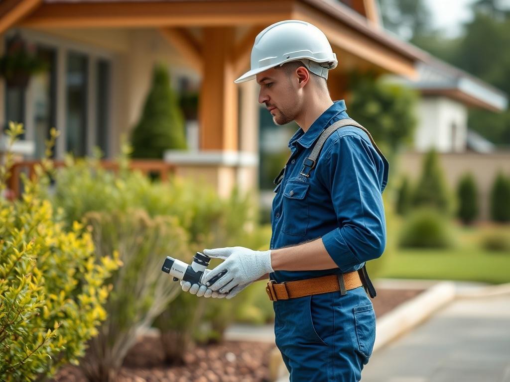 **Prompt for AI Image Generator:**

Create a highly realistic, high-resolution photo that captures the essence of a blog post titled "AI Automation for Plumbers, Landscapers, and Contractors: A 2025 Guide." The image should feature a skilled plumber, landscaping professional, or contractor utilizing advanced AI technology in their field. 

**Composition Details:**
- The image should have a simple and clear composition, focusing solely on one subject: a plumber (for example).
- The plumber should be wearing 