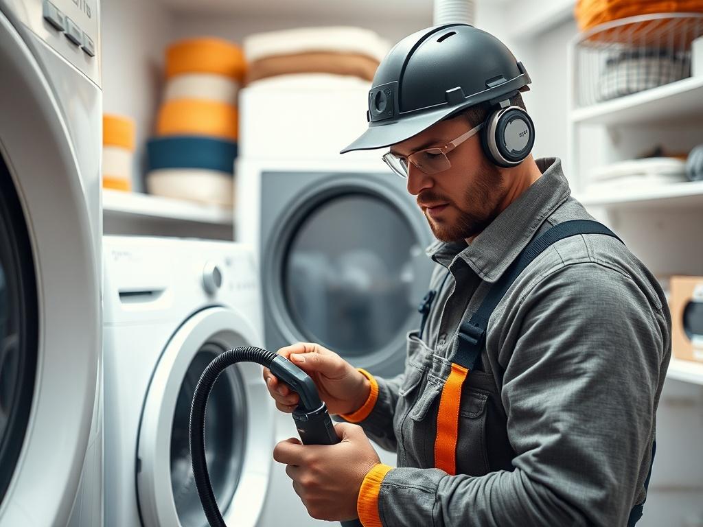 A close up shot of a technician in a clean,