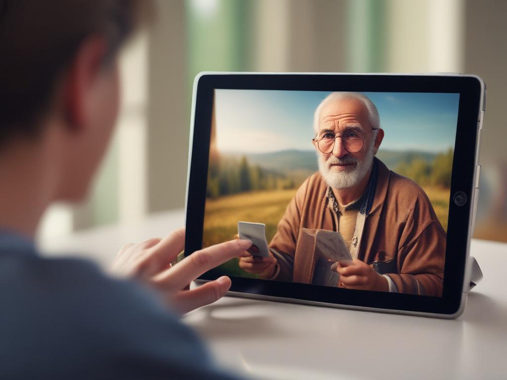 A realistic high resolution close up of a storyteller presenting
