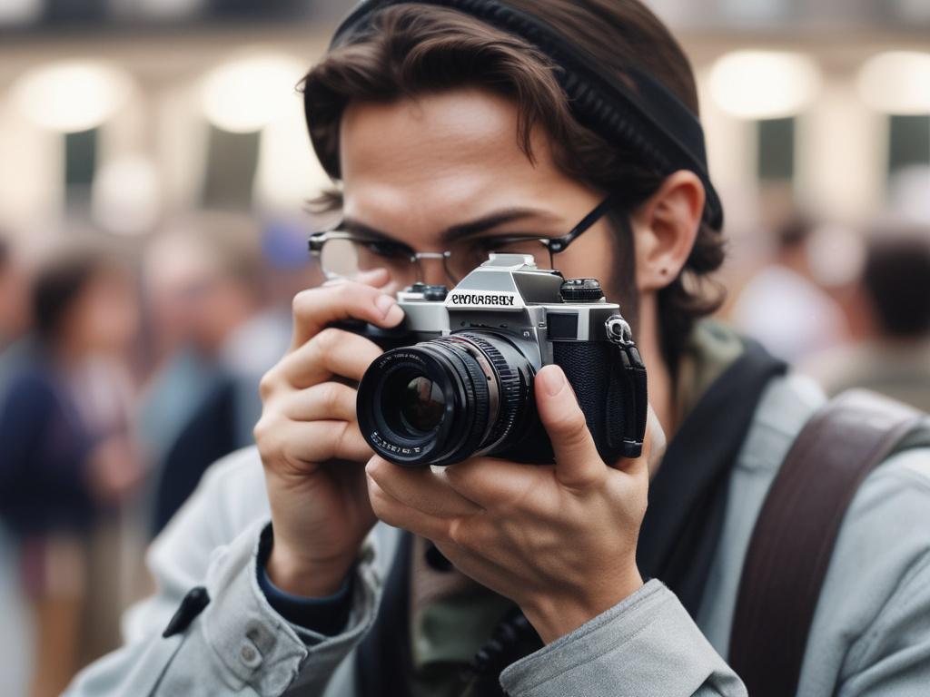 A realistic high resolution close up of a photographer capturing