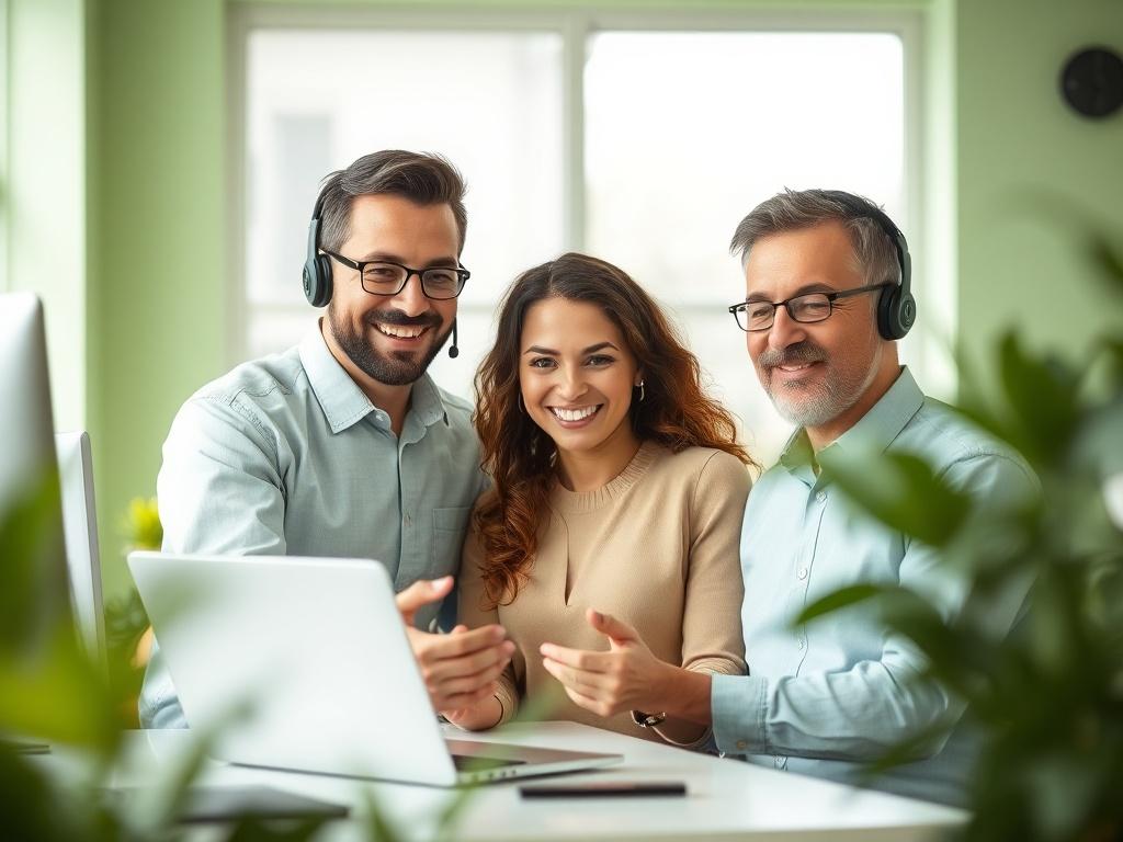 A high resolution featuring a friendly IT support specialist in