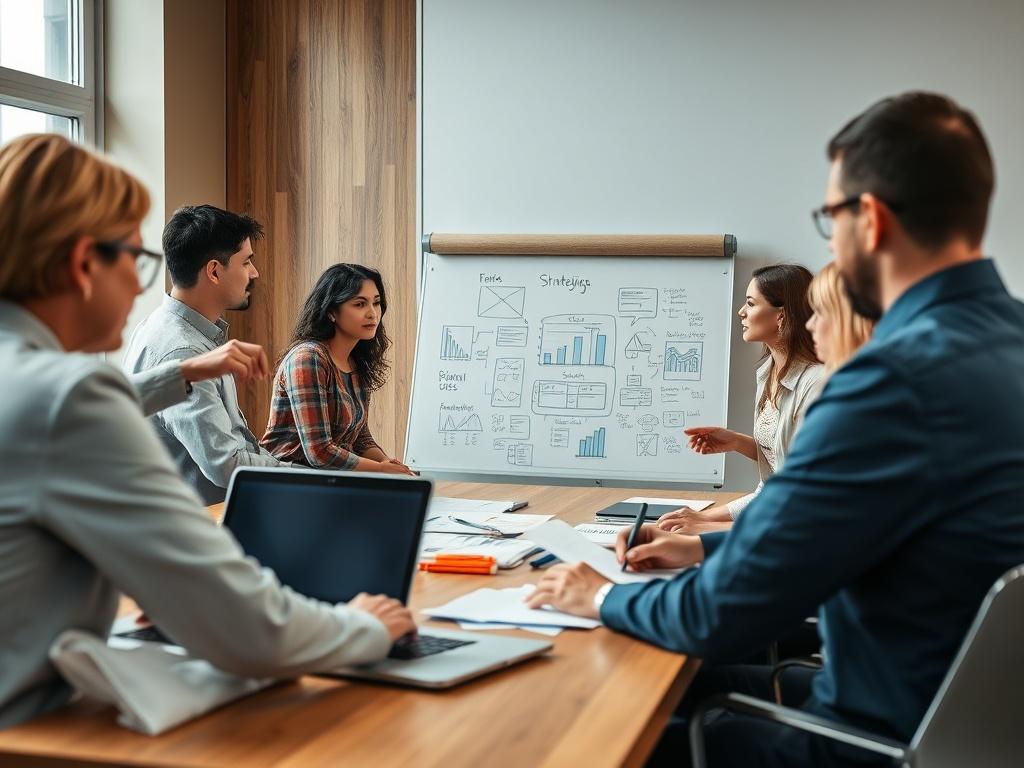 A strategic planning session in a conference room featuring a