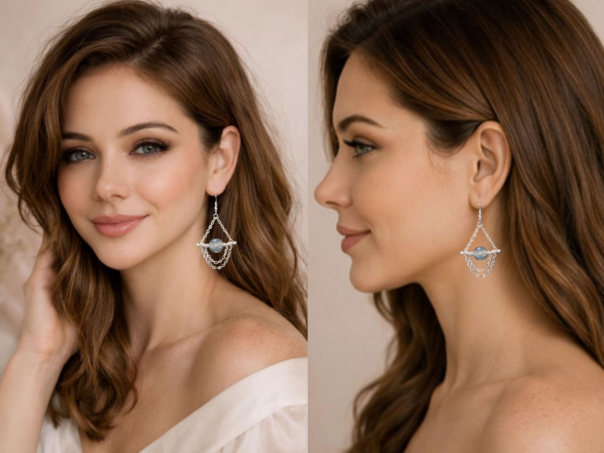 Blue Opal Galaxy Earrings