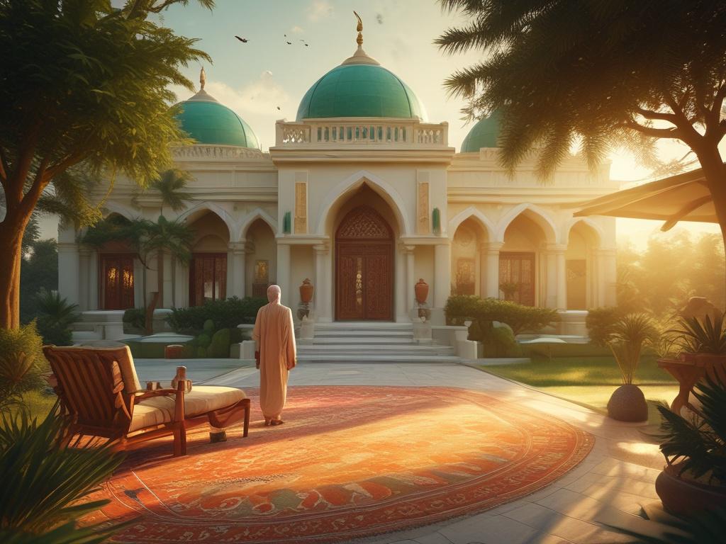 A realistic high resolution of a beautiful, serene property featuring