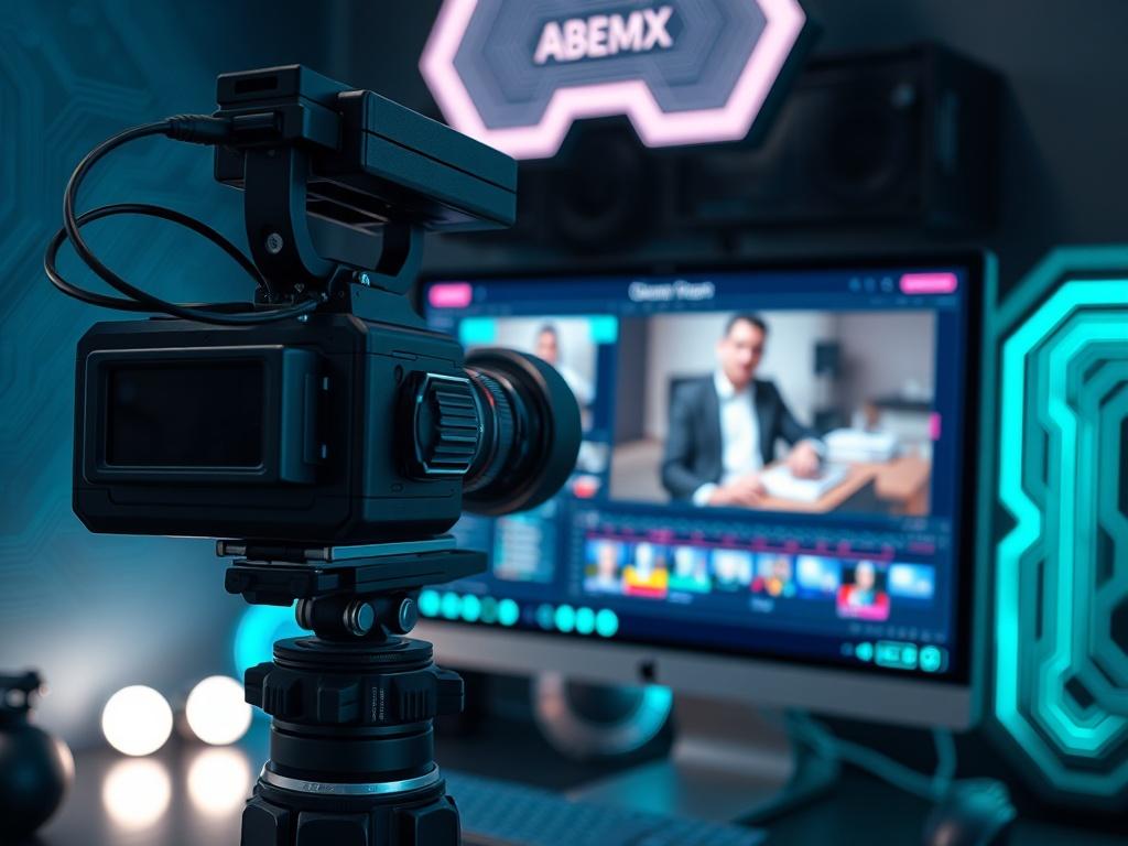 A close up shot of a sleek, modern AI video