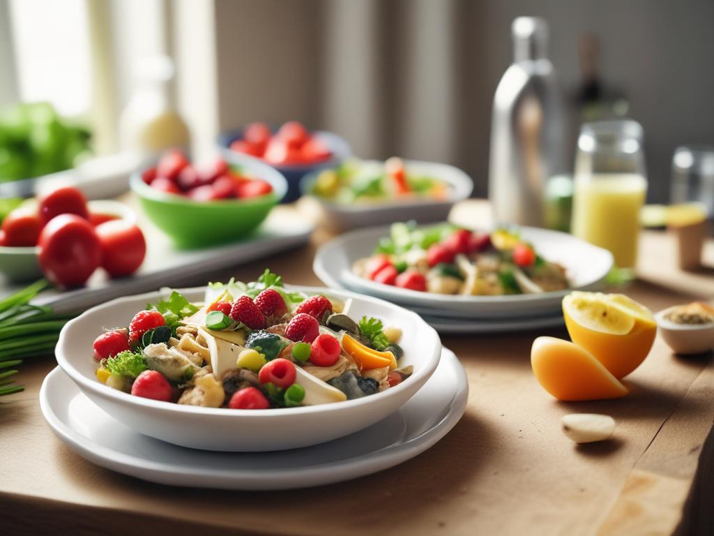 a close up of a fresh, healthy meal prepared beautifully,