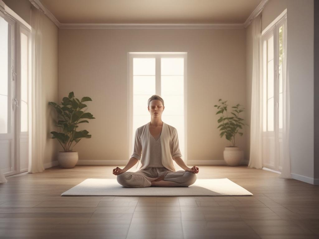 a peaceful scene of a person meditating in a soft