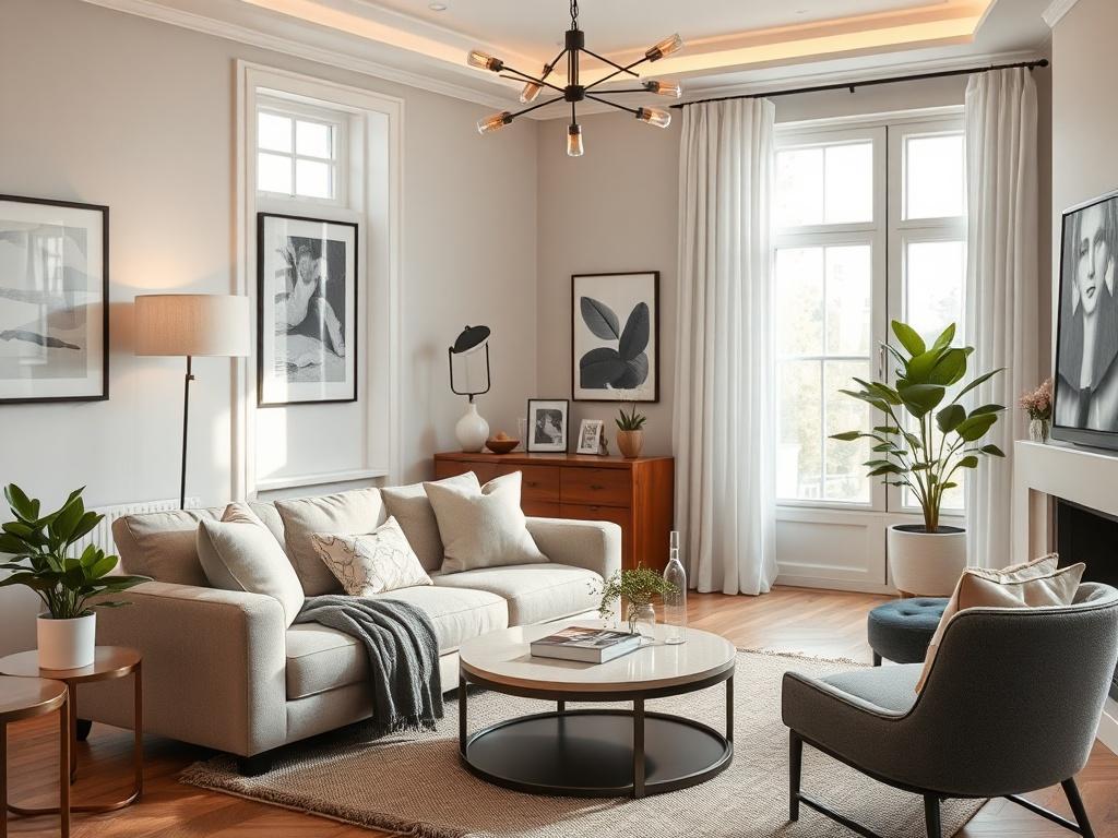 A beautifully designed living room showcasing tailored interior design elements