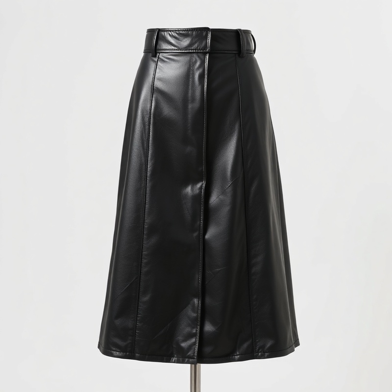 Black Leather A-Line Skirt