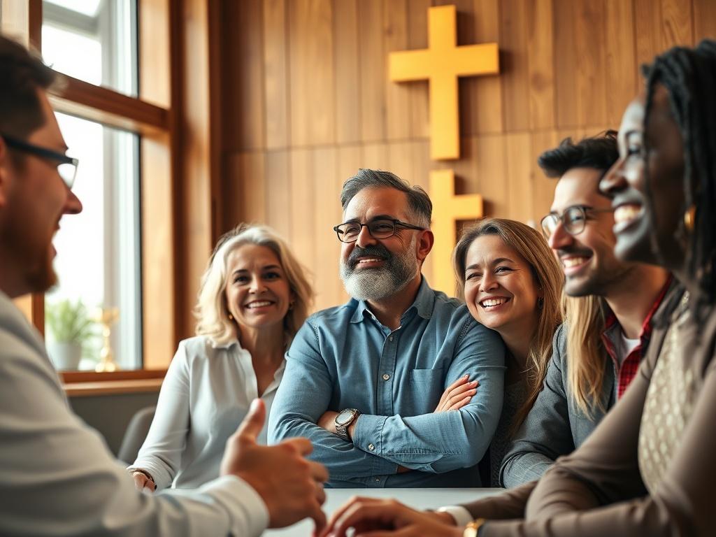 A close up shot of a diverse group of Christian
