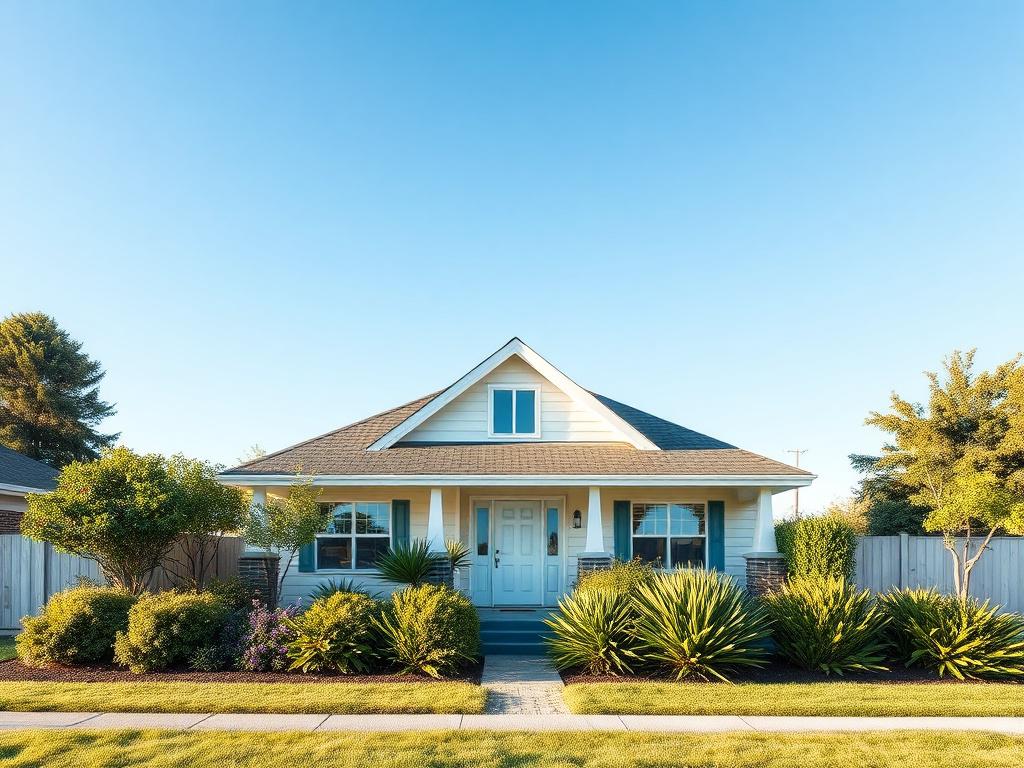 A serene suburban home with a well maintained garden in