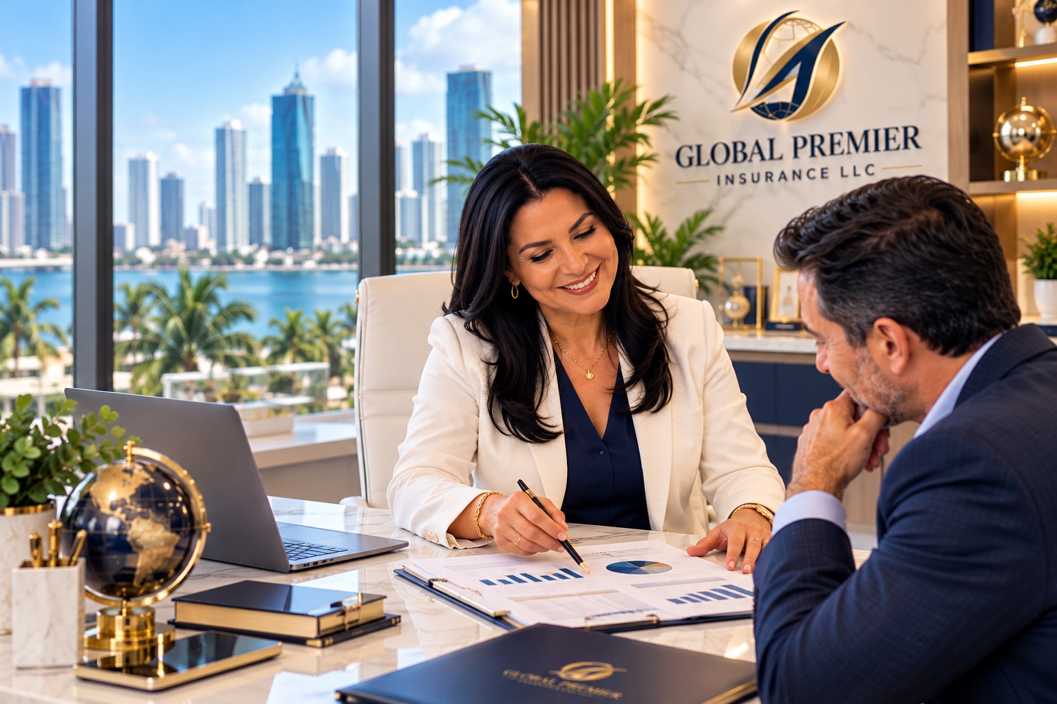 An advisor and client reviewing a financial protection plan