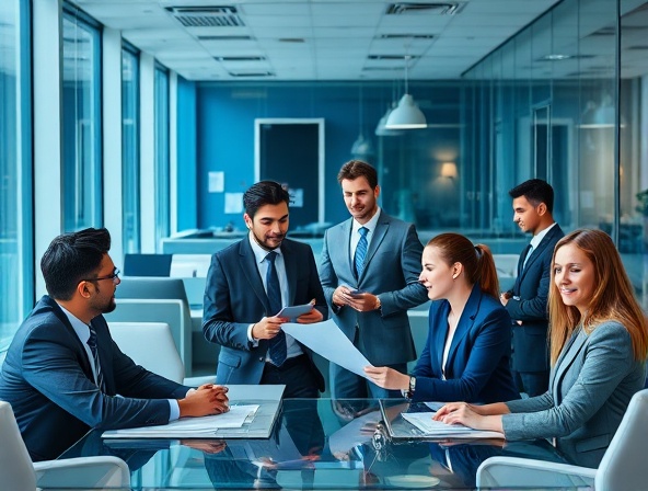 Senior executives and consultants collaborating on strategic business initiatives