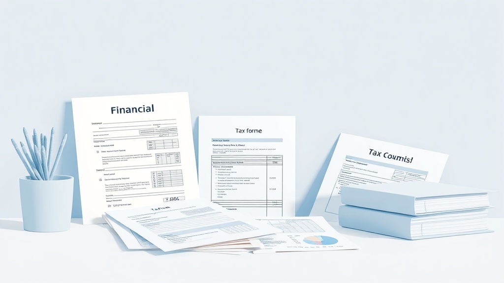 Professional workspace with organized financial documents
