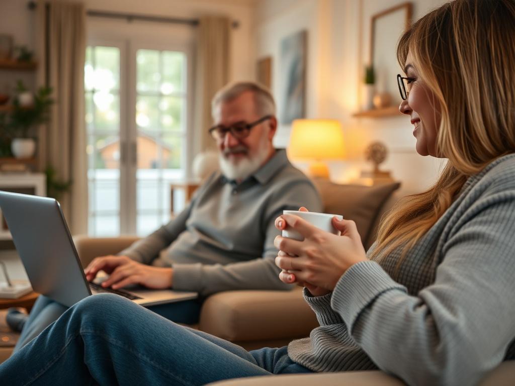 A serene close up shot of a homeowner relaxing with
