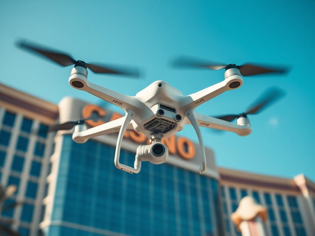 A close up shot of a drone hovering near a