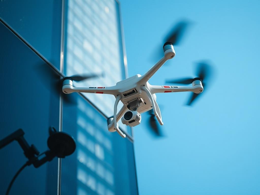 A close up shot of a drone cleaning a high