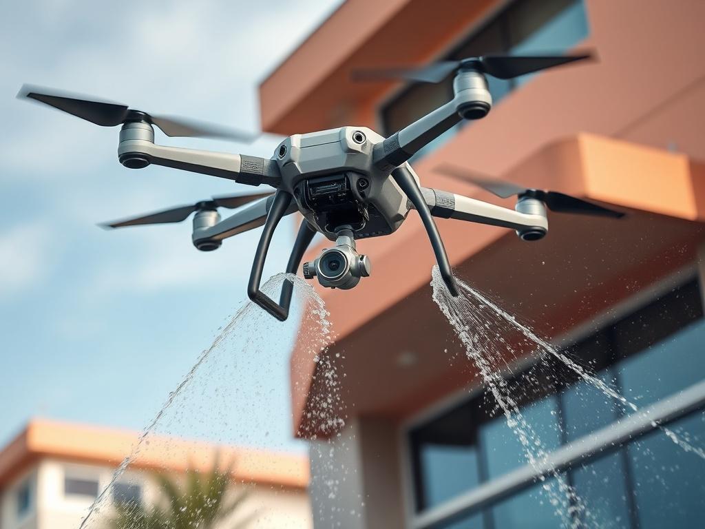 A vibrant close up shot of a drone cleaning the