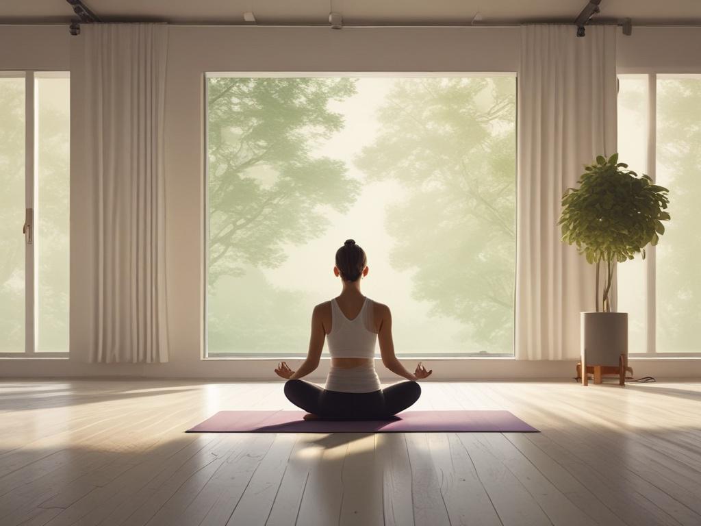a serene environment with a person meditating on a yoga