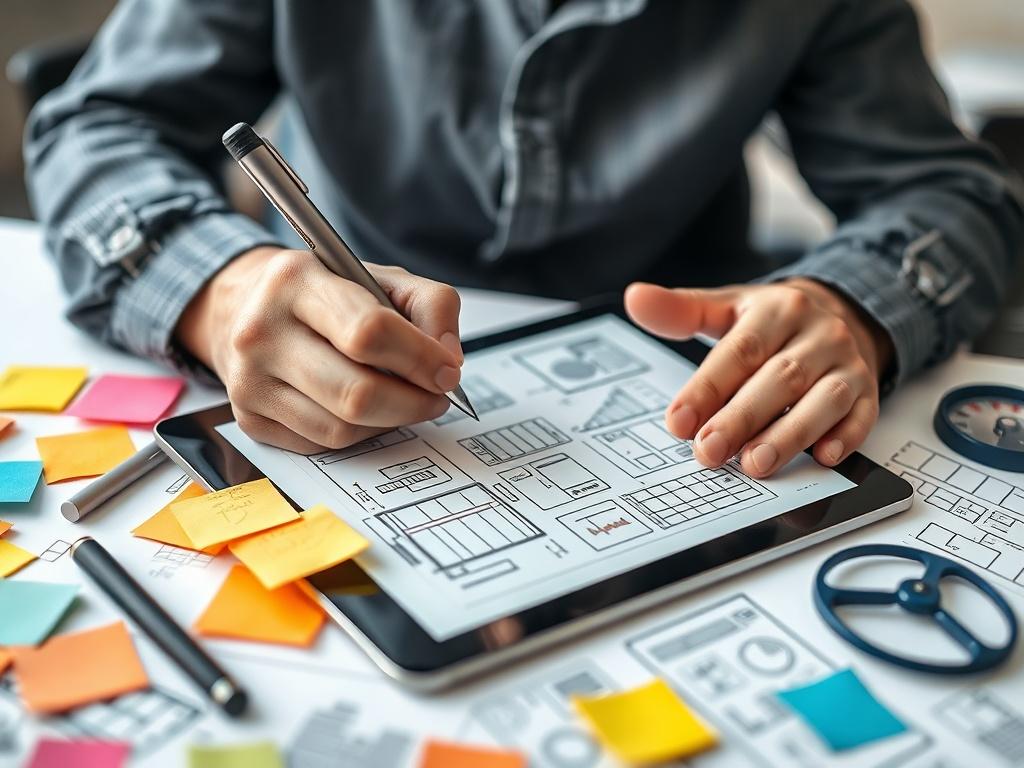 A hyper realistic close up shot of a UX designer