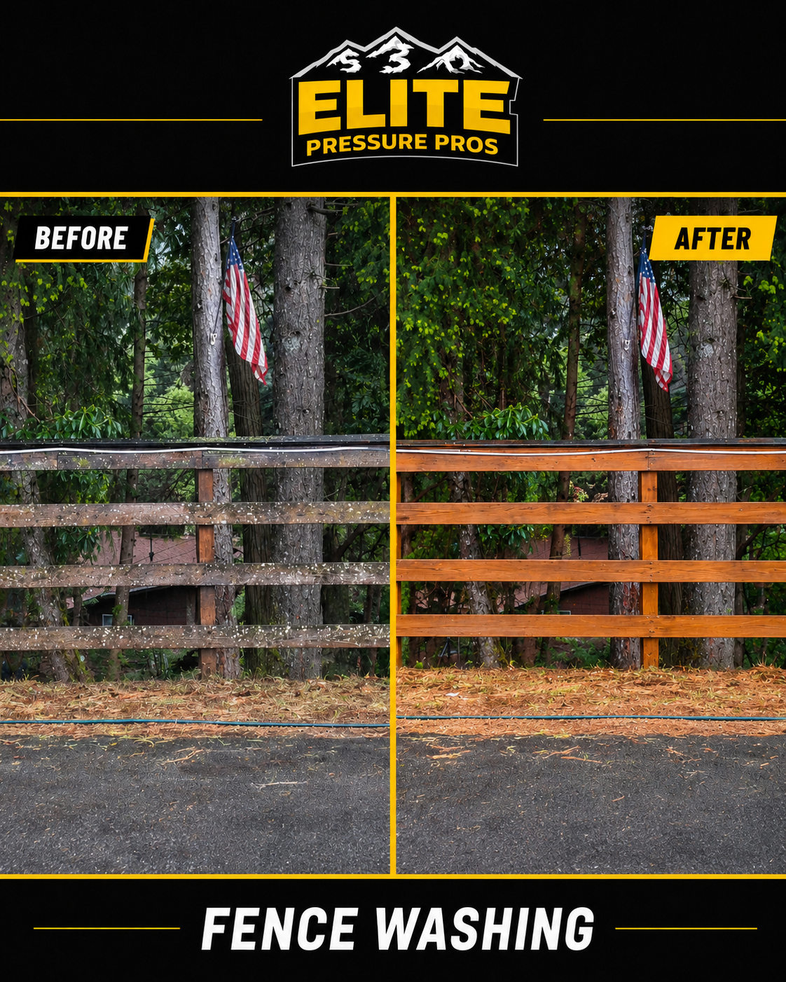 Fence washing before and after - Real results from Elite Pressure Pros