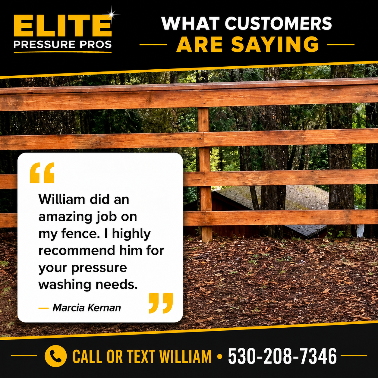Marcia Kernan fence wash testimonial - Elite Pressure Pros customer review