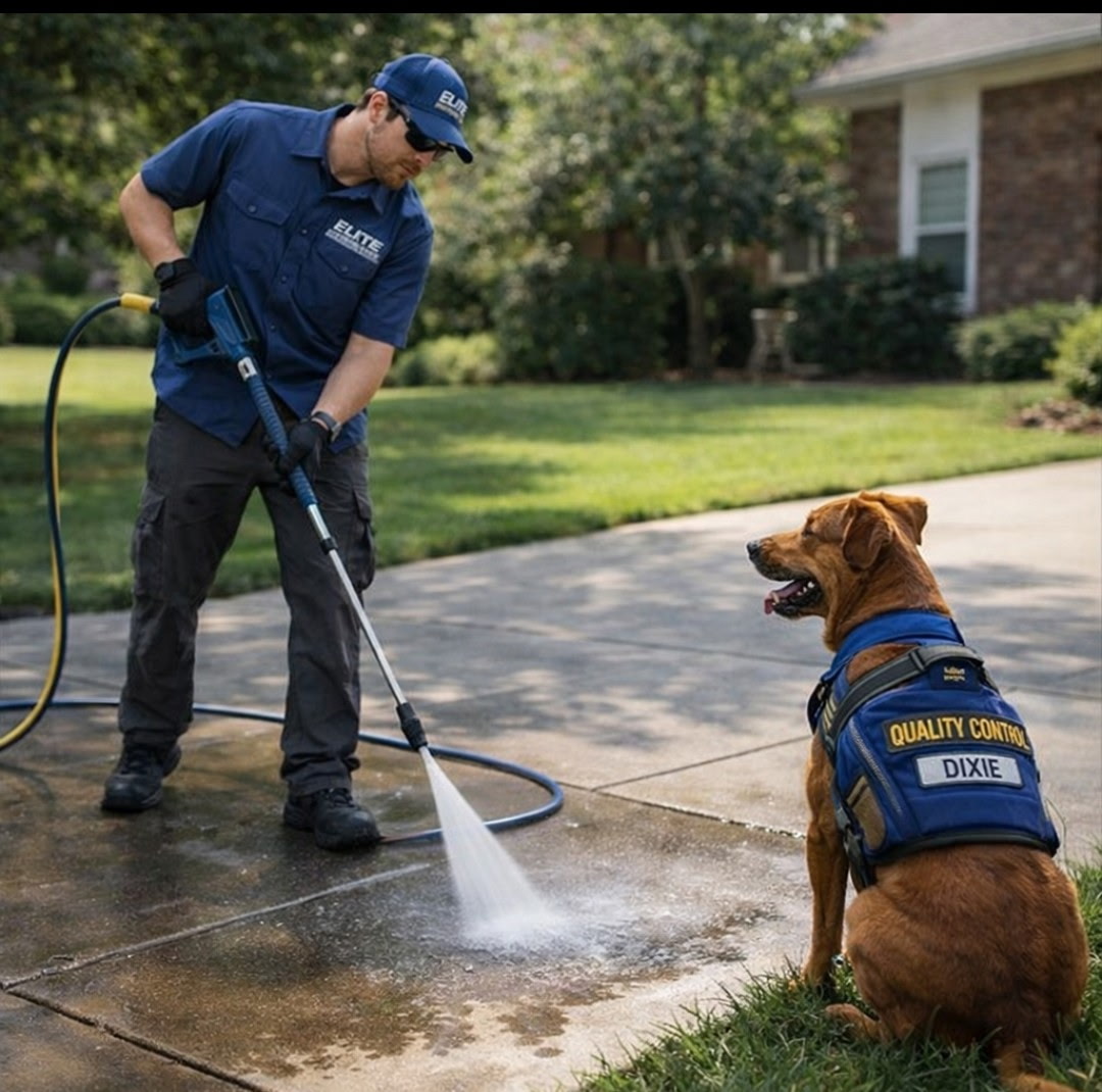William Bouldry and Dixie the safety officer on job site giving back to community
