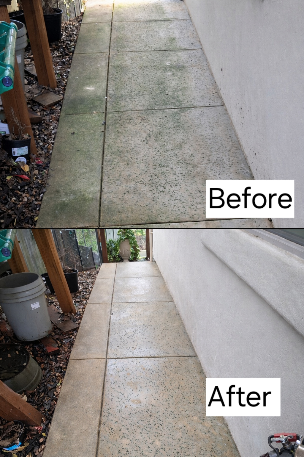 Before and after walkway cleaning and restoration in El Dorado Hills