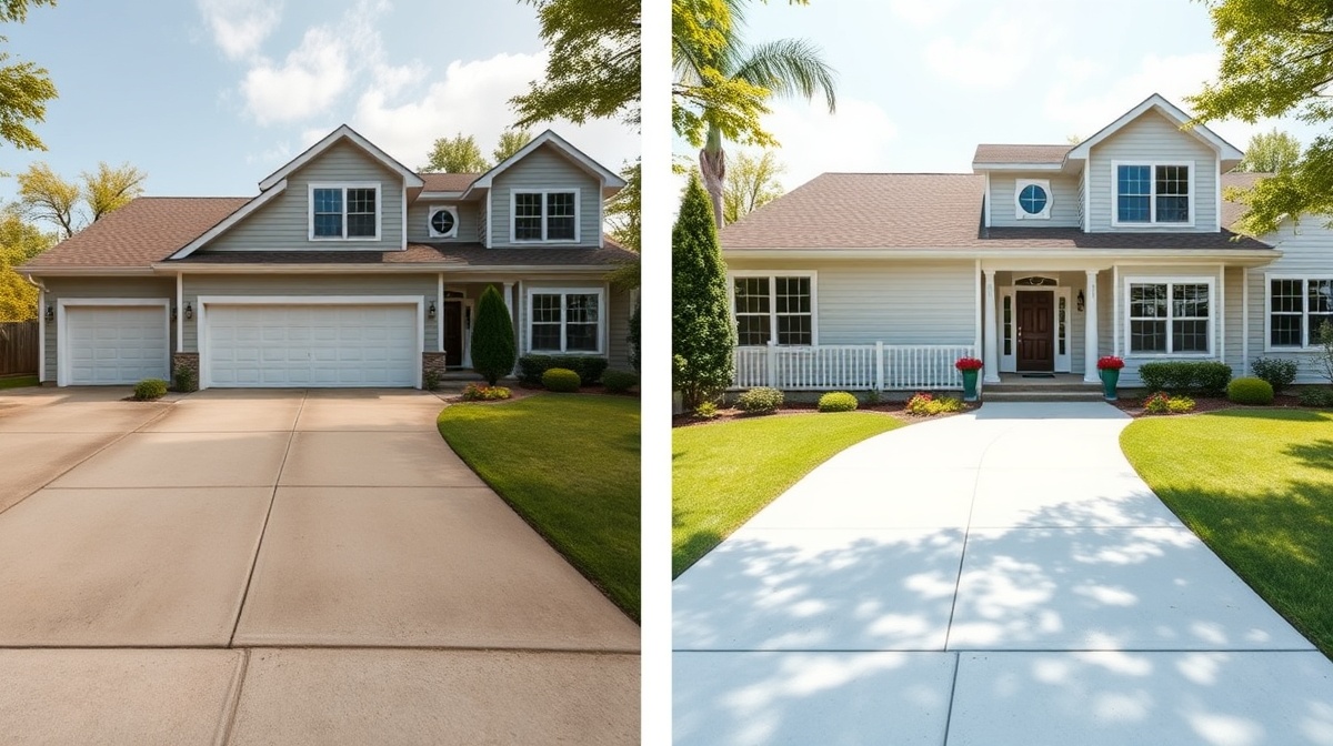Before and after home pressure washing transformation
