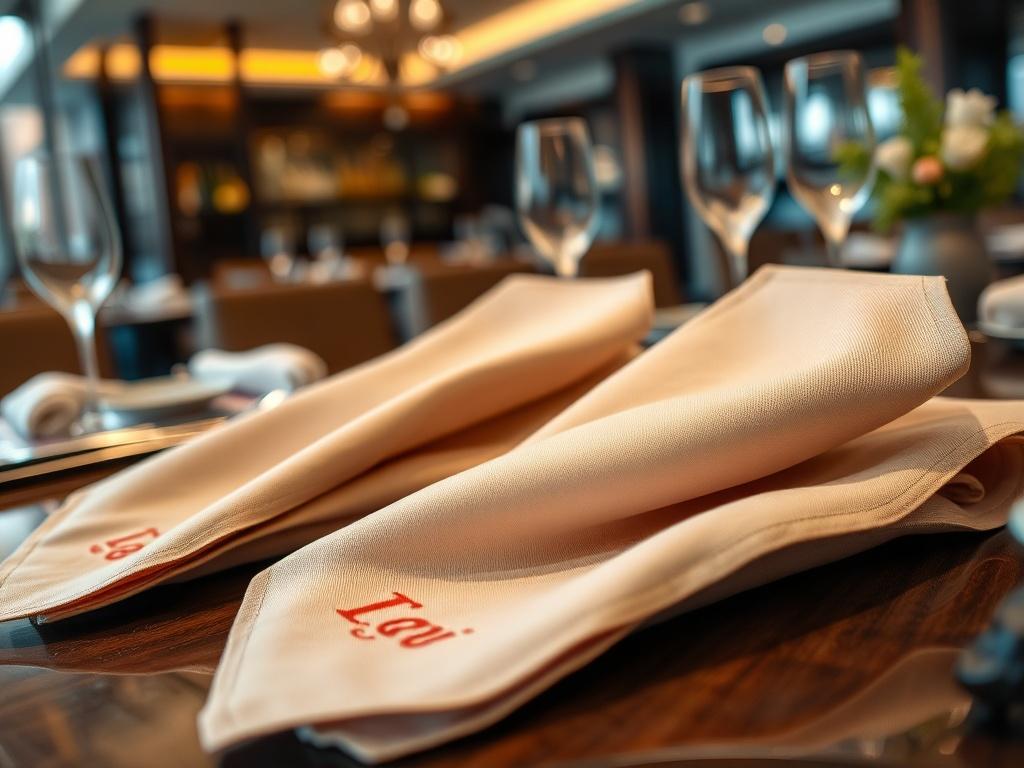 A set of luxurious fabric napkins beautifully arranged on a