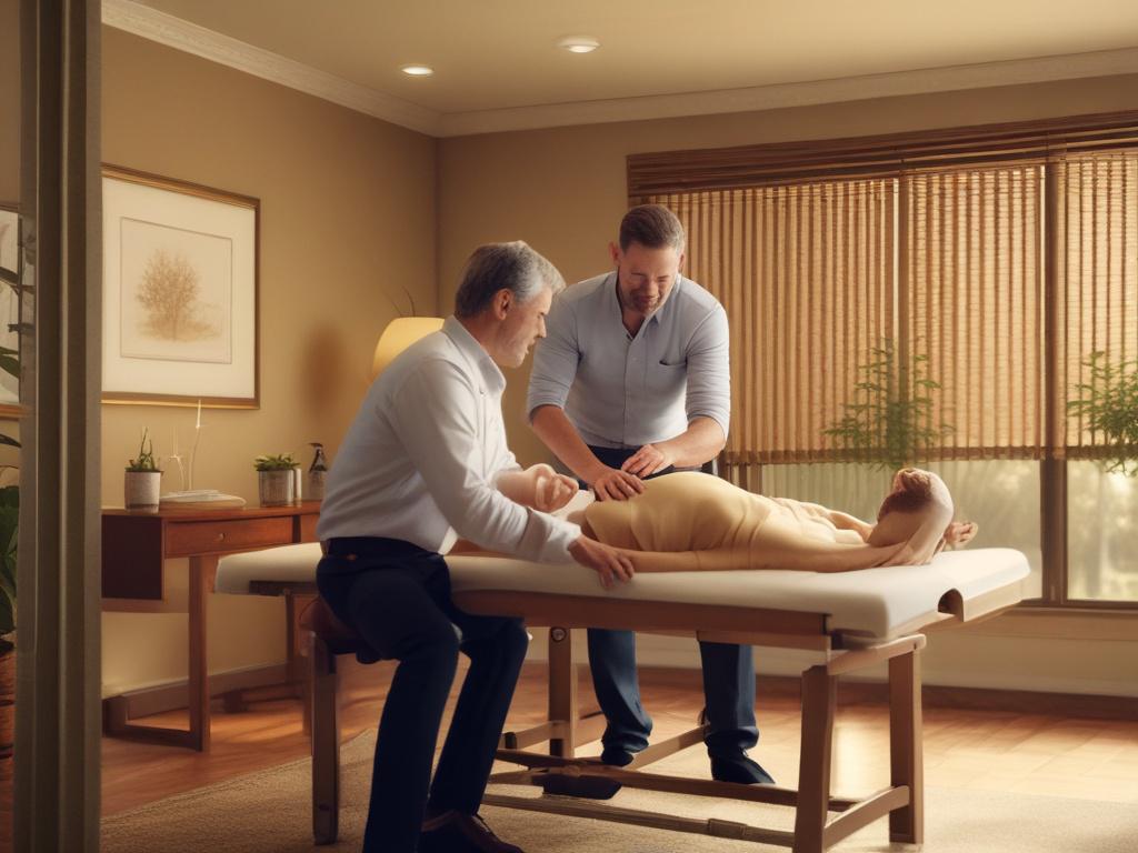 A serene chiropractic clinic setting featuring a single chiropractic adjustment