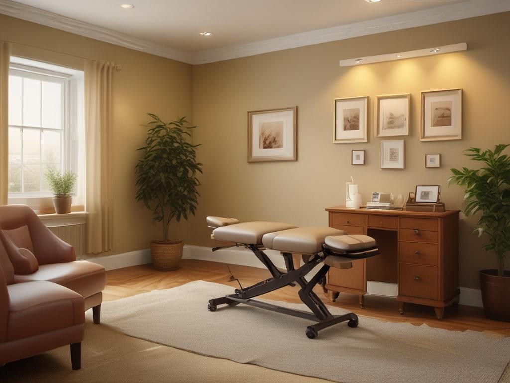 A calm and peaceful chiropractic room where a patient is