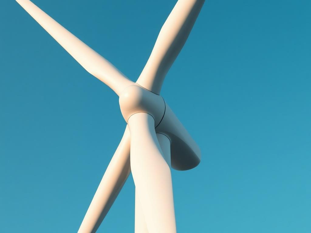 A close up shot of a wind turbine with a