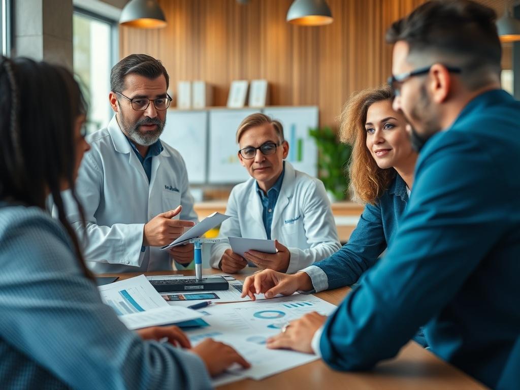 A close up image of a diverse group of researchers