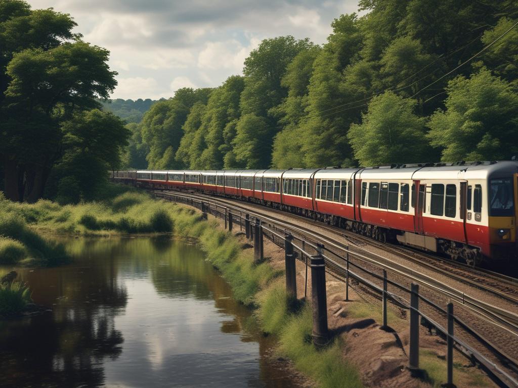 **AI Image Generation Prompt:**

Create a realistic high-resolution photograph that captures the essence of a scenic journey along the Tees Valley Line. The composition should be simple and clear, featuring a single subject: a vintage steam train gracefully traversing the lush green countryside of the Tees Valley. The train should be positioned on a gently curved track, emphasizing its path through the picturesque landscape. 

In the background, depict rolling hills dotted with vibrant wildflowers, creating
