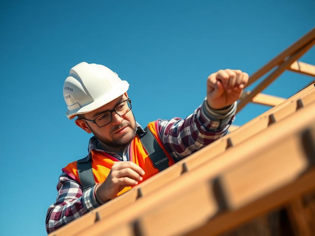 A close up shot of a construction professional inspecting a