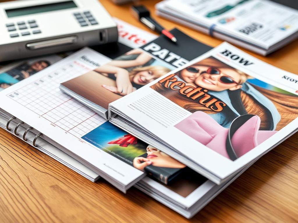 A close up shot of various printed materials, including a