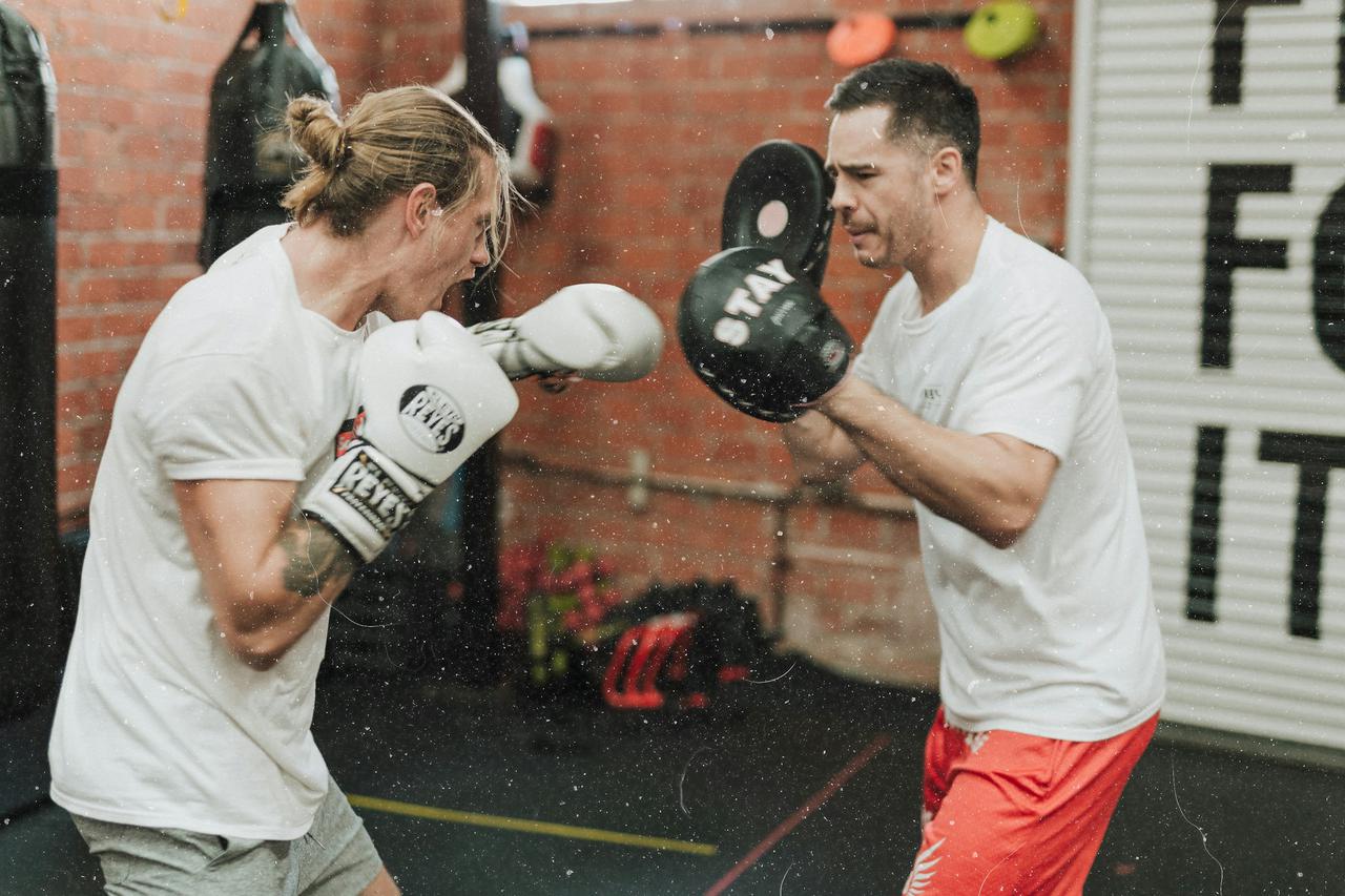 Coaches training at Prevail Boxing in West Hollywood, LA.