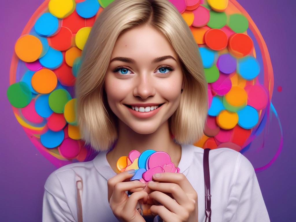 realistic high resolution image of a person joyfully holding Manyvids