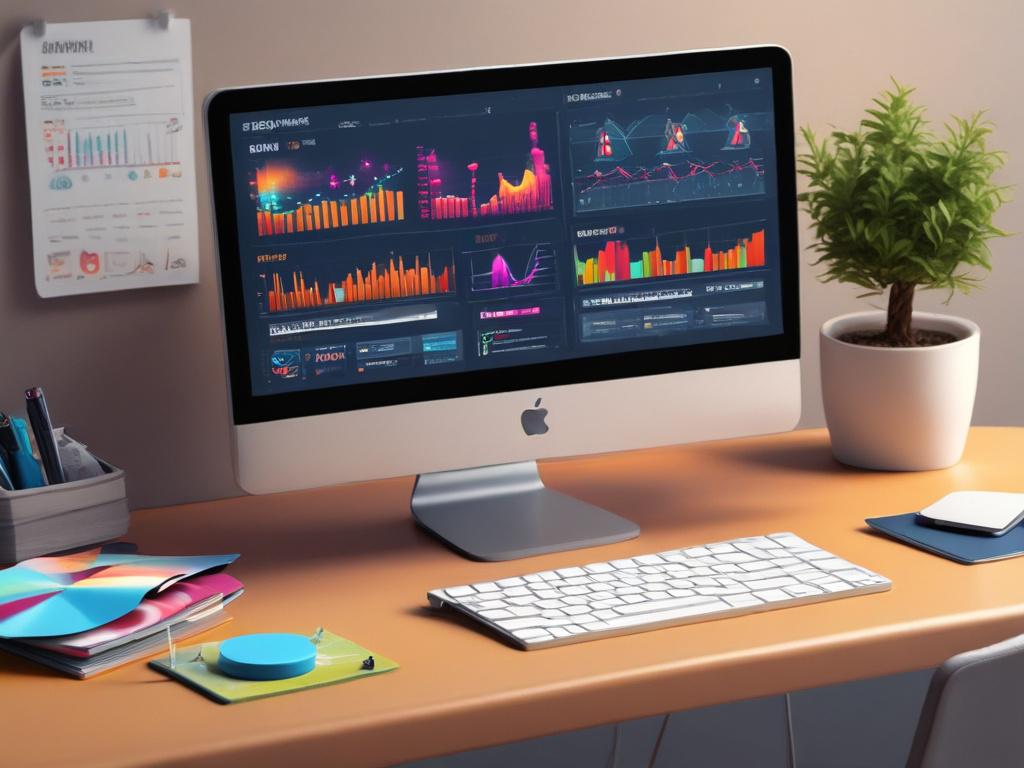 A vibrant social media management dashboard displayed on a computer