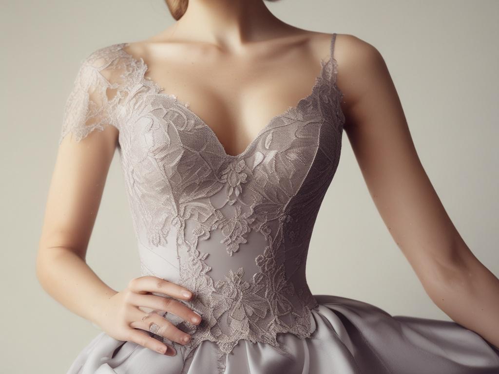 elegant evening frock, lace details, stylish silhouette, evening wear