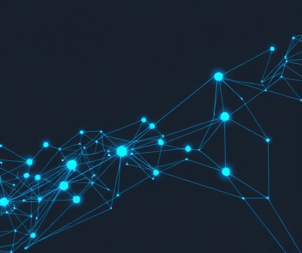 Tech illustration with geometric network pattern