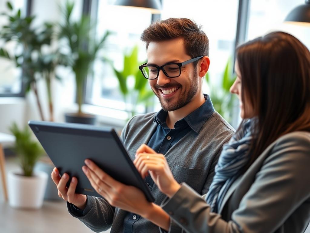 A close up shot of a confident marketing professional analyzing