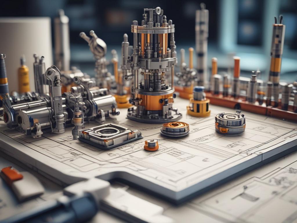 A detailed close up shot of a manufacturing cell layout