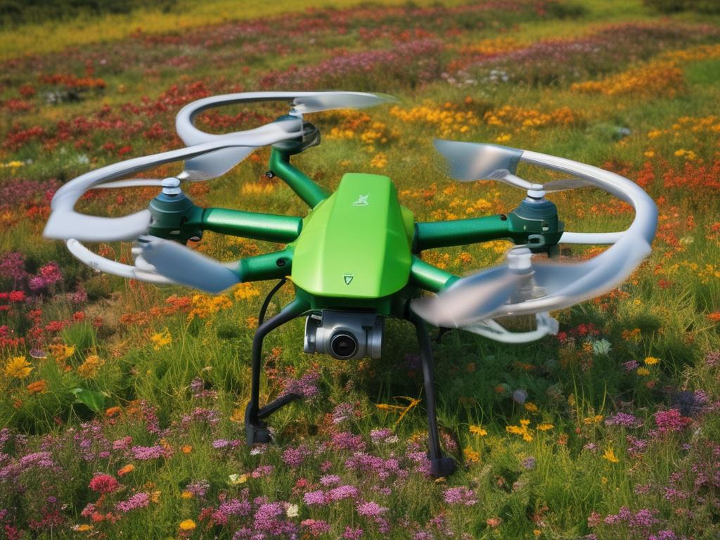 A realistic high resolution image of a PolliWand Drone™ hovering