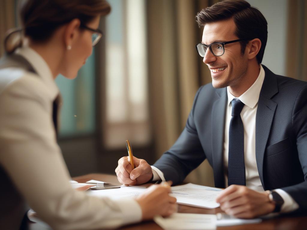 a close up shot of a financial advisor discussing investment