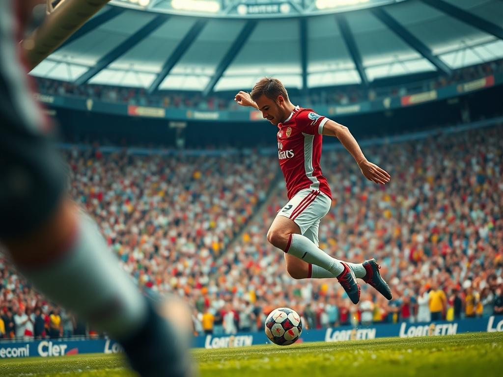 A close up shot of a soccer match in action,