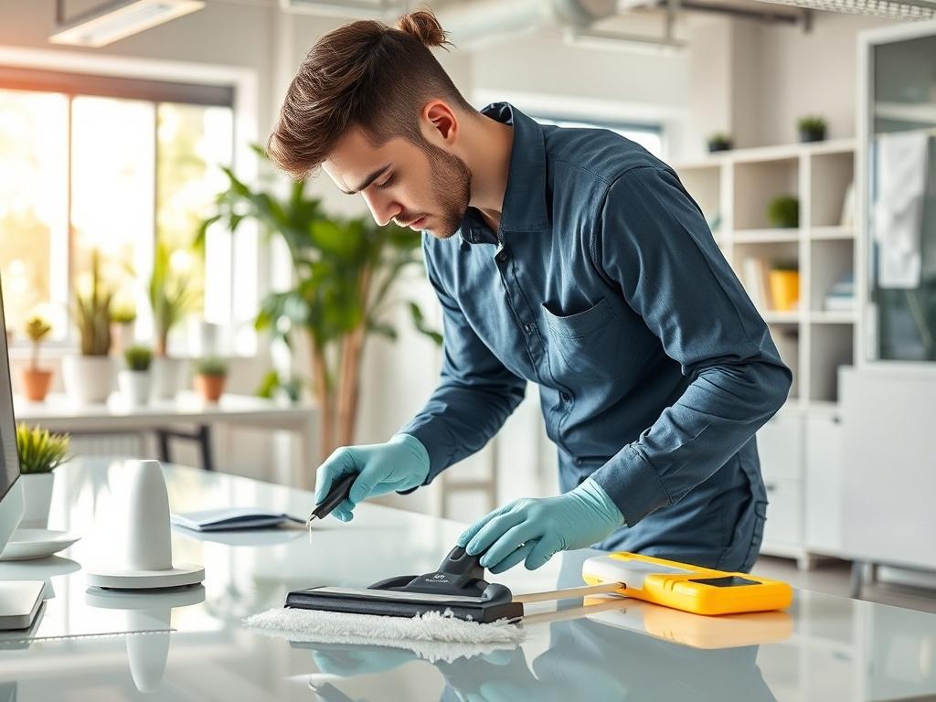 A hyper realistic close up shot of a professional cleaner